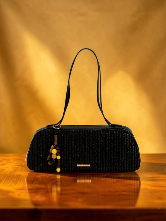 Rachel Zoe Handbags - NEW Rachel Zoe Black Shoulder Handbag with Gold Hardware and Bag Charm NWT